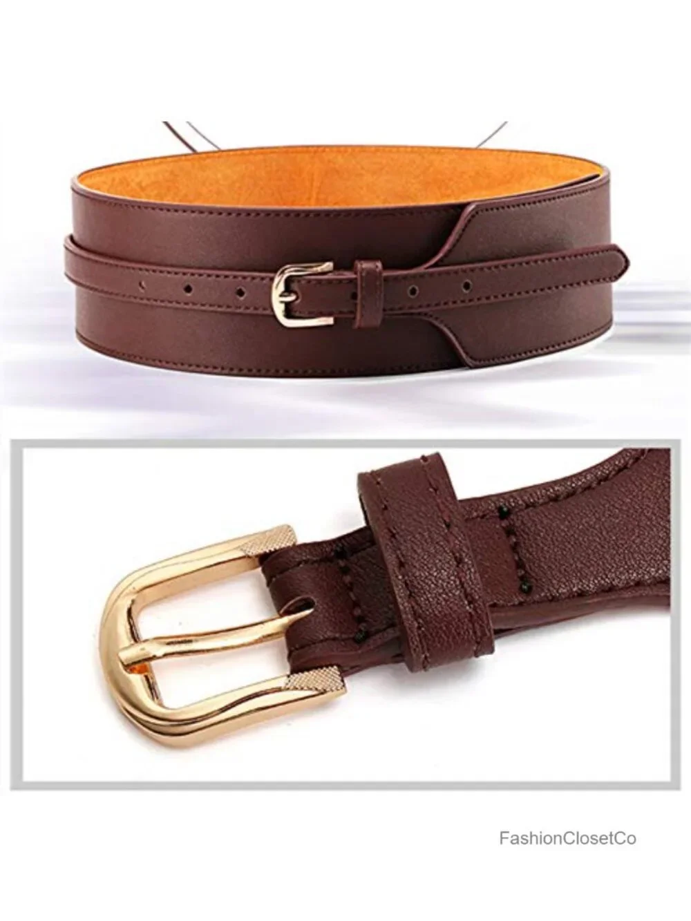 Wide Knotted Belt Design PU Leather Waistbands Simple Width Belt for Women